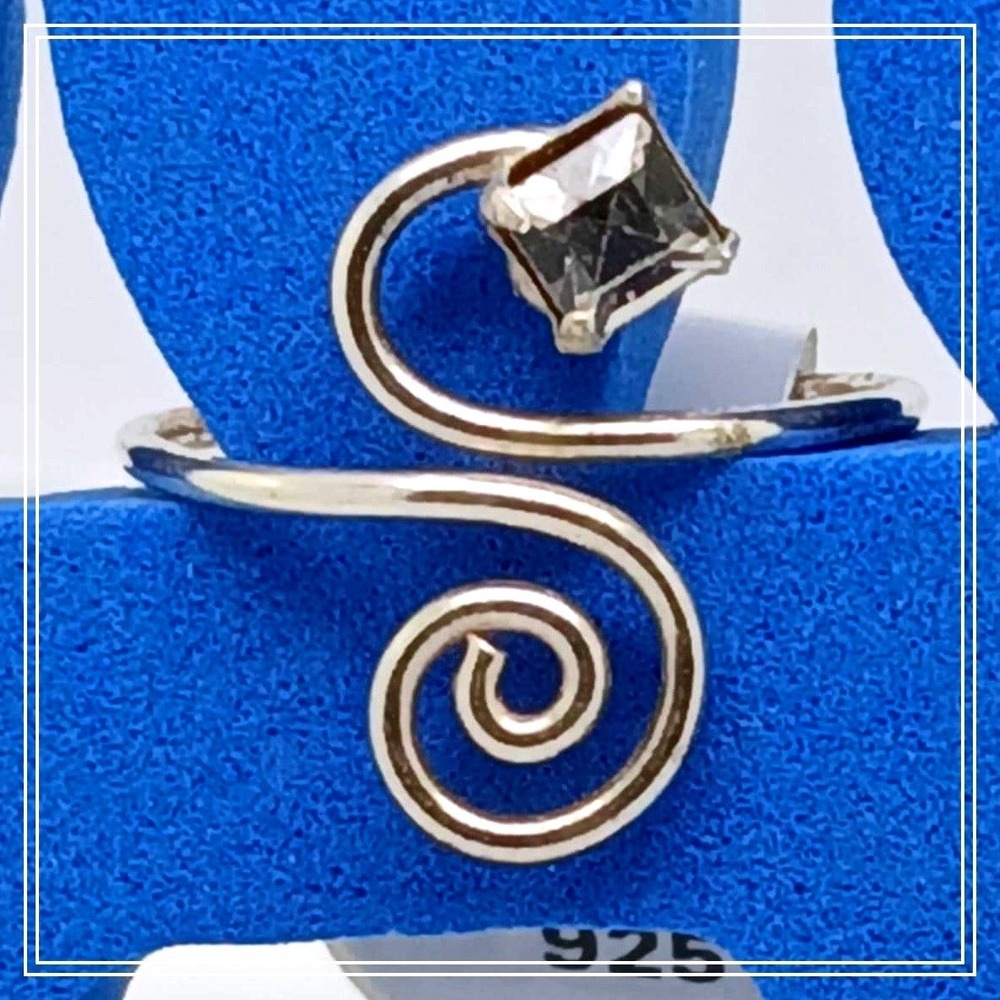 Sexy Clear Crystal Rhinestone Toe Ring Adjustable Size, Sterling Silver Gift box